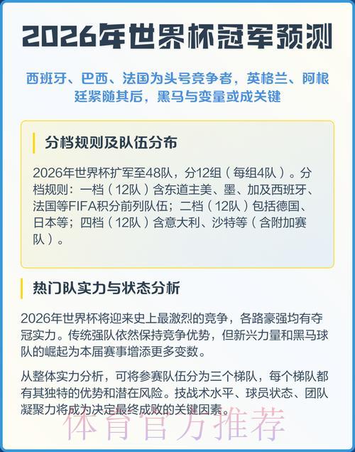 2026年世界杯预测榜单权威解析